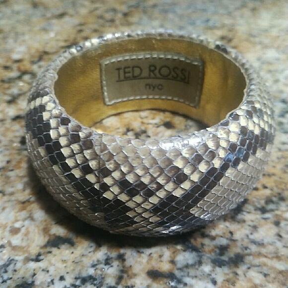 Ted Rossi NYC Snakeskin & Leather Bangle Bracelet - Picture 1 of 7